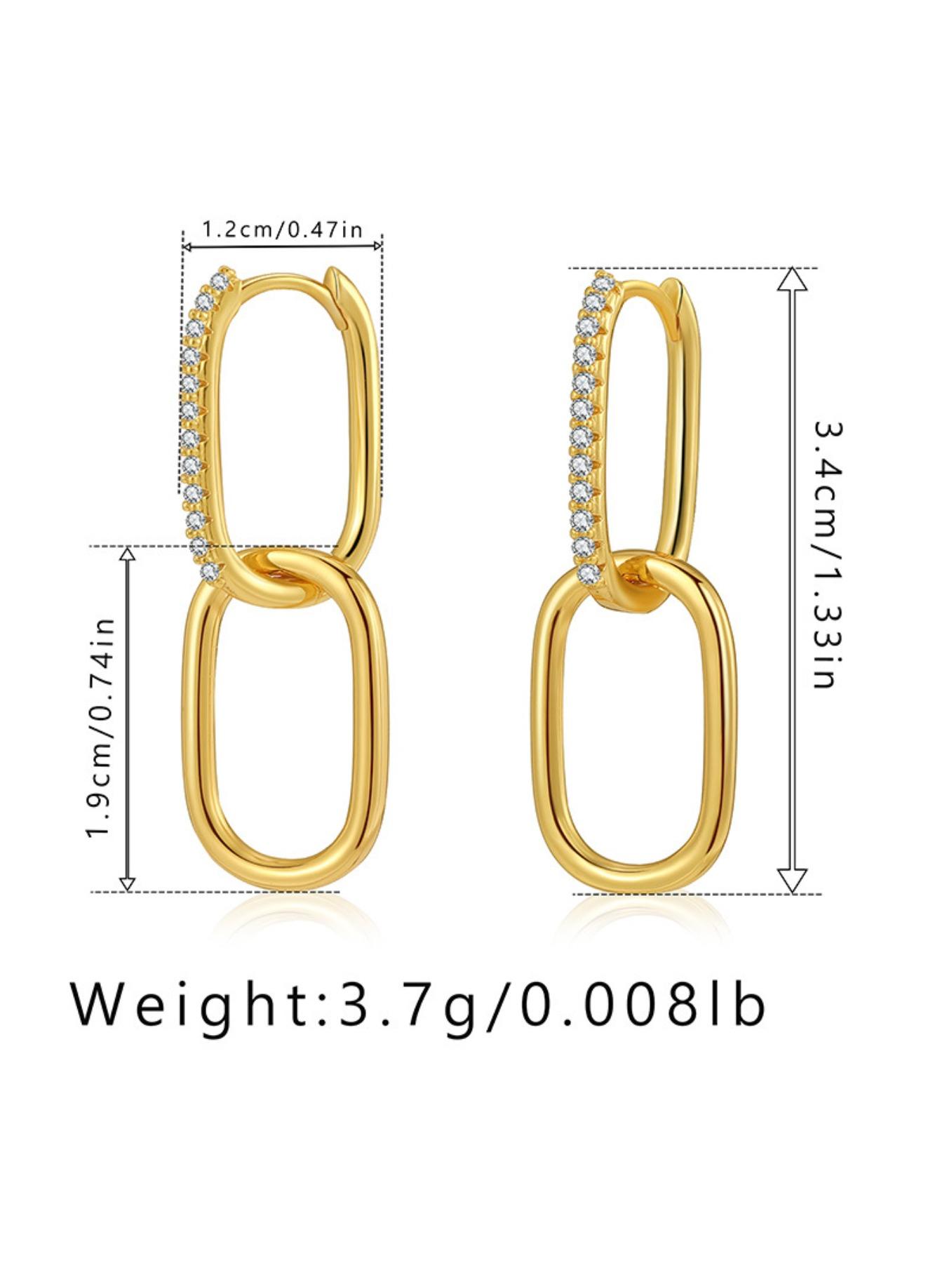 Stylish Double Hoop Earrings 18K Gold Plated Copper Paperclip Design Versatile INS Style Elegant Luxury Ear Cuff Accessories