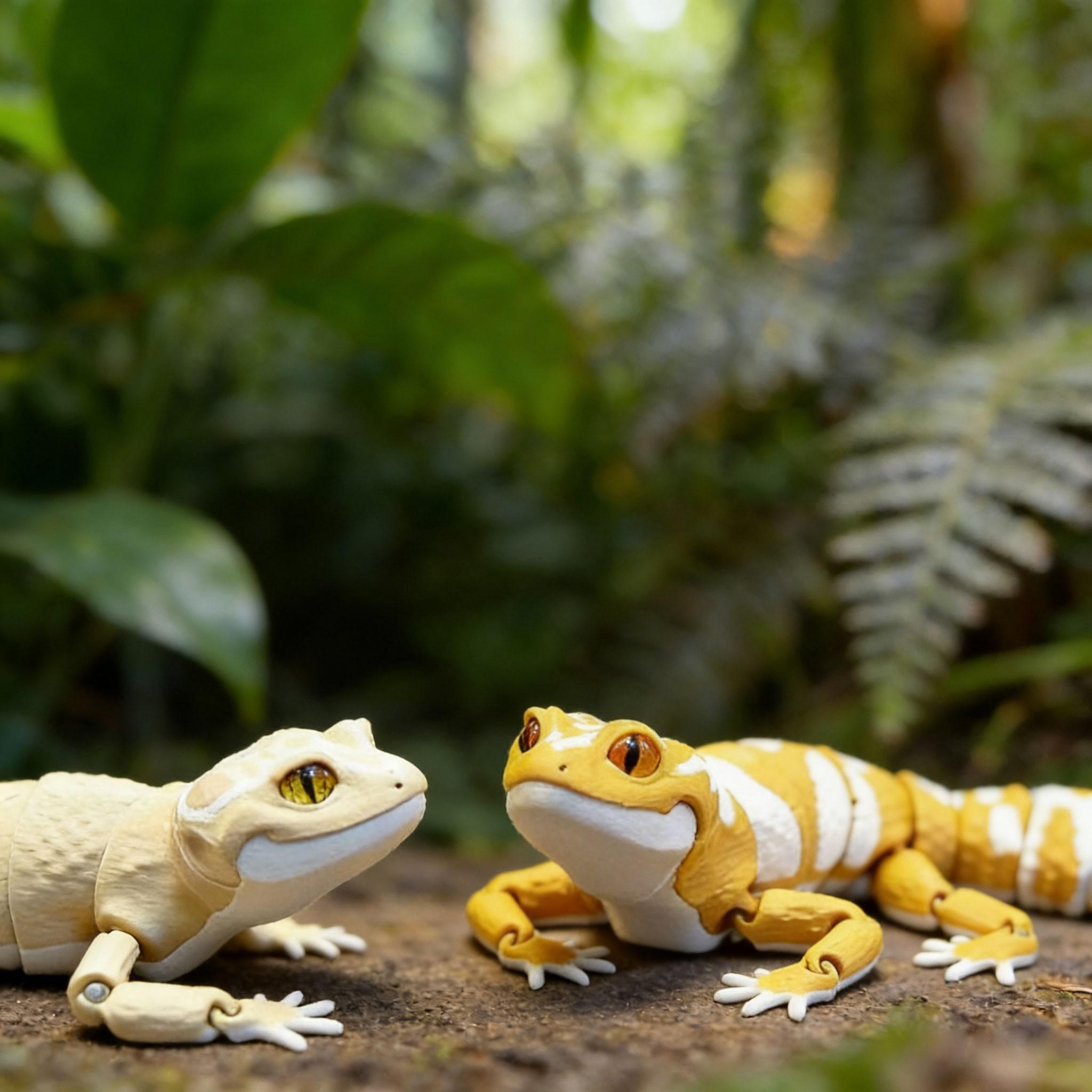Leopard Print Lizard Figurine, 3D Printed Desktop Art & Collectible, Jointed Handmade Toy, Articulating Miniatures, Realistic Animal Model, Desk Decoration, Collectible Figurines