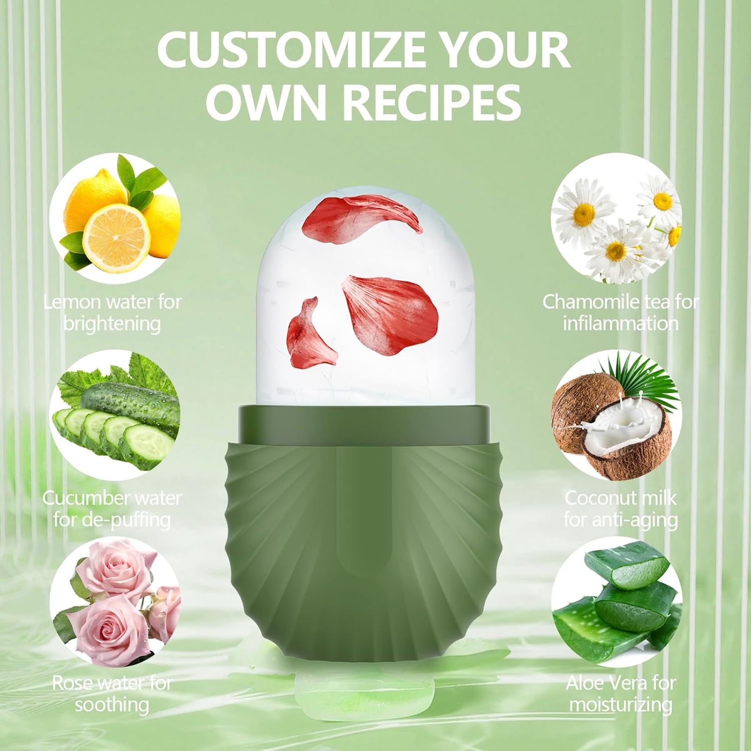 Facial Ice Roller, Silicone Ice Roller Facial Ice Mould, Brightens Skin, Enhances Natural Radiance, Reusable Ice Roller for Puffiness Relief on Face and Eyes Skincare Gift，Christmas gifts, New Year gifts, Black Friday