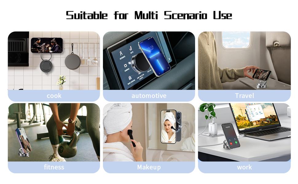 Magnetic Car Phone Holder Compatible with Magsafe, 360 Rotatable Vacuum Suction Cup Car Mount Dashboard, Magnet Cell Phone Holders for Your Car Fit for iPhone 16 Pro Max 16 Pro 16 15 14 13 12 | Any Smarphones