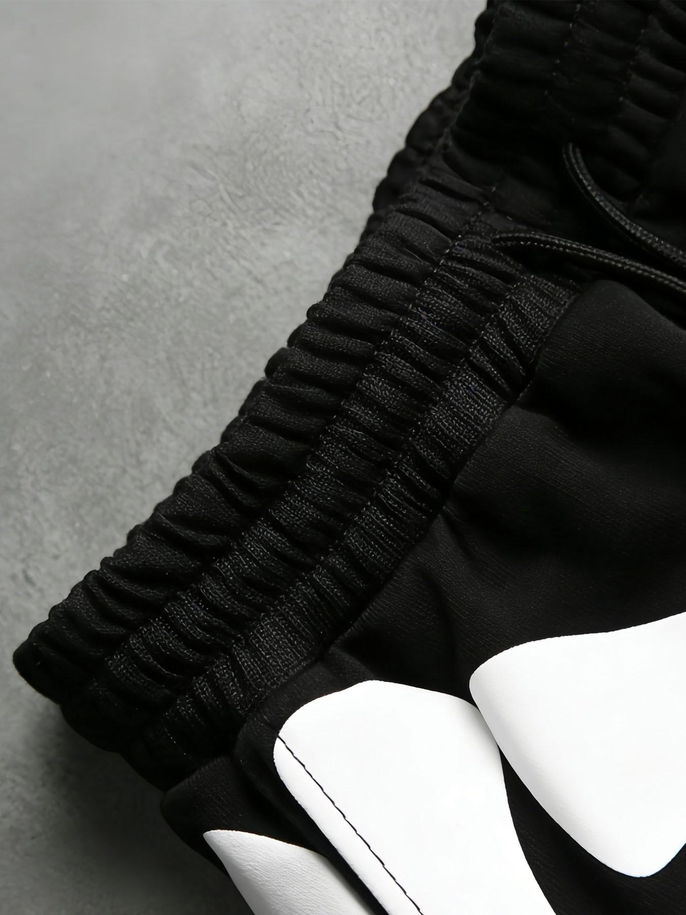 Men's Y2K Puff Letter Print Shorts - Black White Streetwear Casual Summer Shorts