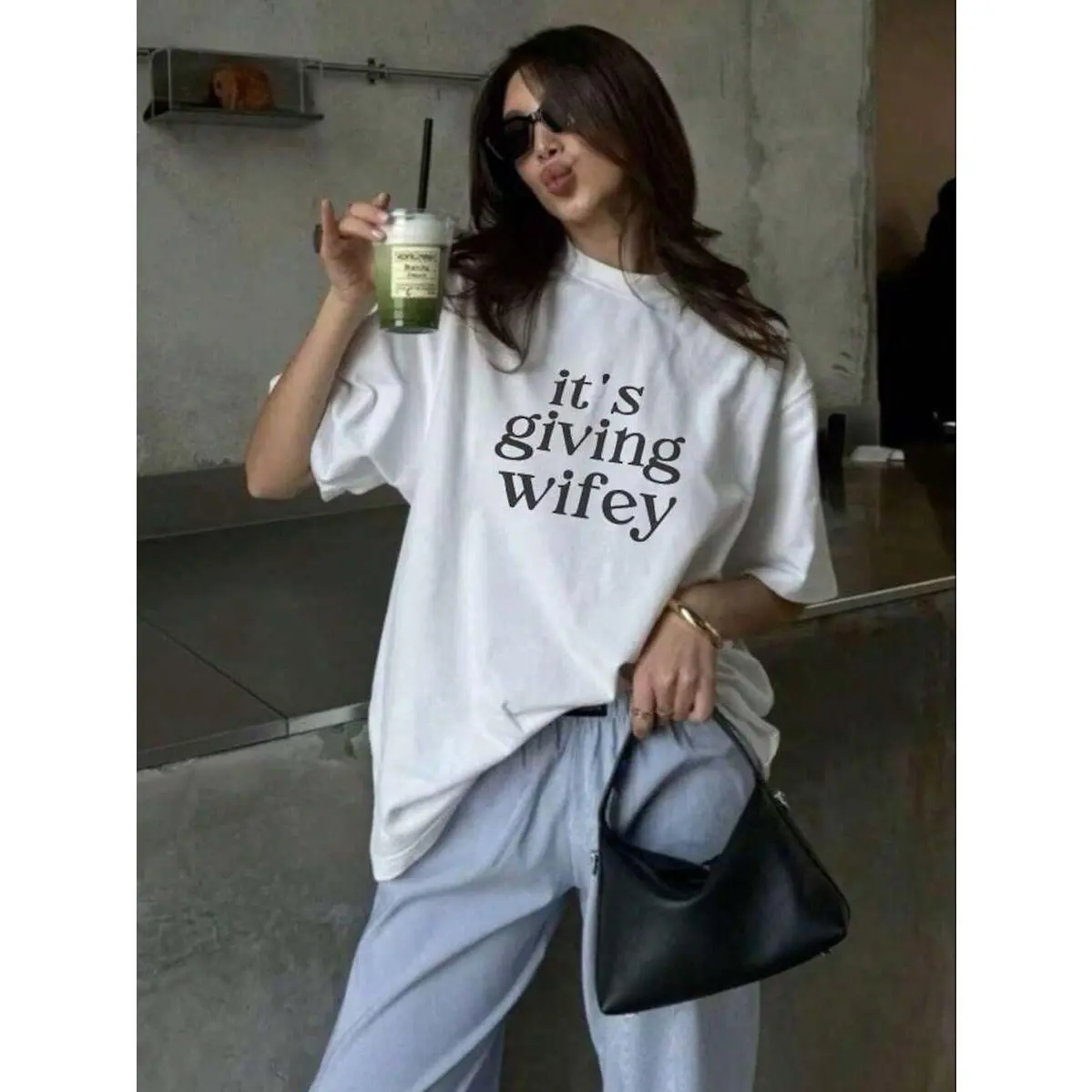 Plus Size "It's Giving Wifey" Round Neck Short Sleeve T-Shirt - Bride-To-Be T-Shirt, Newlywed T-Shirt, Engagement Gift, Honeymoon T-Shirt Casual White Summer