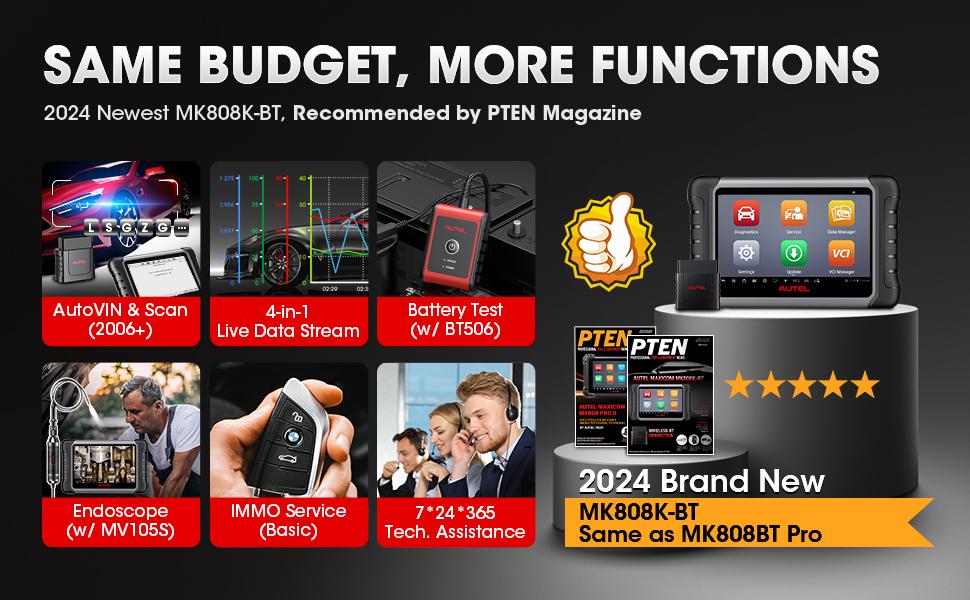 Autel MaxiCOM MK808K-BT, BT Bidirectional Car Diagnostic Tool, Active Tests, 28+ Services, All-System Diagnostics, FCA SGW Cars, OS11 Autel MaxiCOM MK808K-BT, BT Bidirectional Car Diagnostic Tool, Active Tests, 28+ Services, All-System Diagnostics, FCA SGW Cars, OS11
