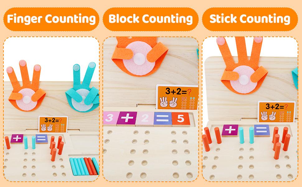 deAO Educational Math Manipulatives Number Counting Blocks, Finger Counting Math Montessori Toys for Kids,Gifts for boys and girls, Birthday Gifts, Hobbies Ideas, School Supplies, Mother's Day Gifts