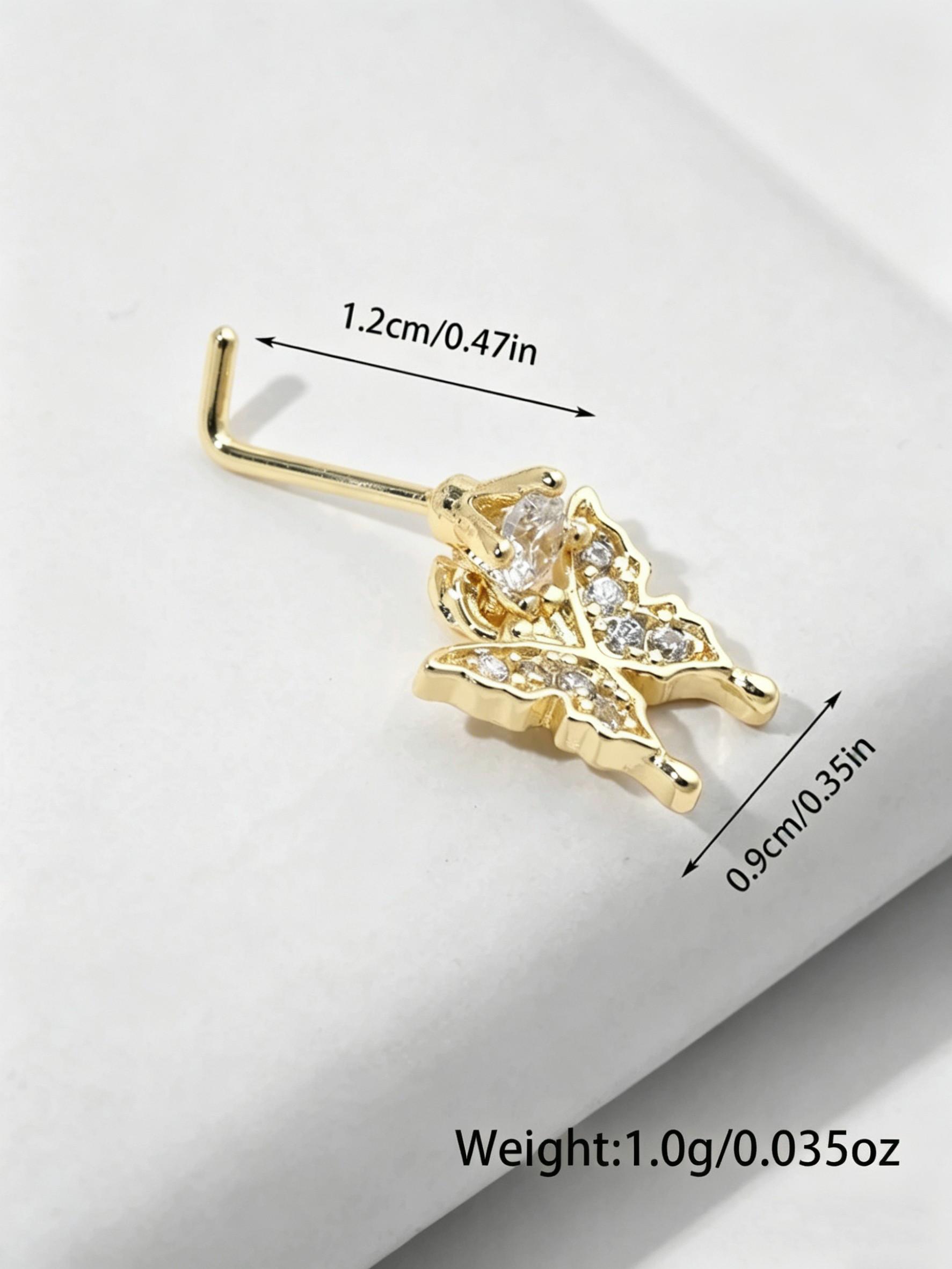 1 Piece Maple Leaf Super Shiny L-Type Nose Ring, Piercing Jewelry, Daily Accessory, Unisex, Casual Style, All Seasons