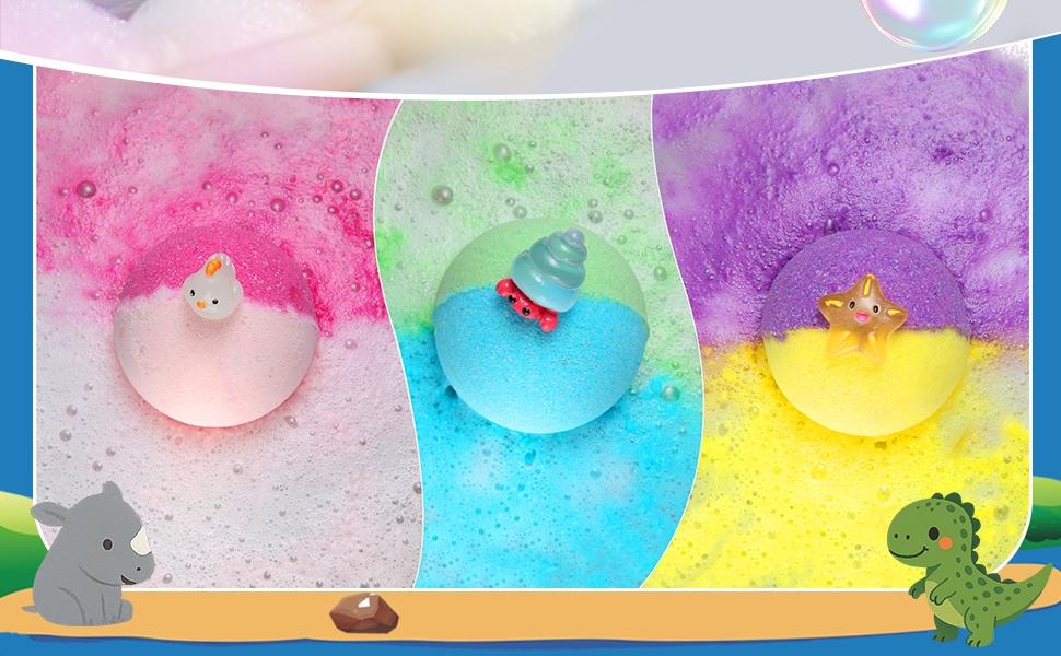 Gift Set with 24 Unique Land & Sea Animal Toys, Fun, Educational, and Child-Safe Bath Bombs with Toys, Great Gift for Boys & Girls’ Birthdays & Christmas