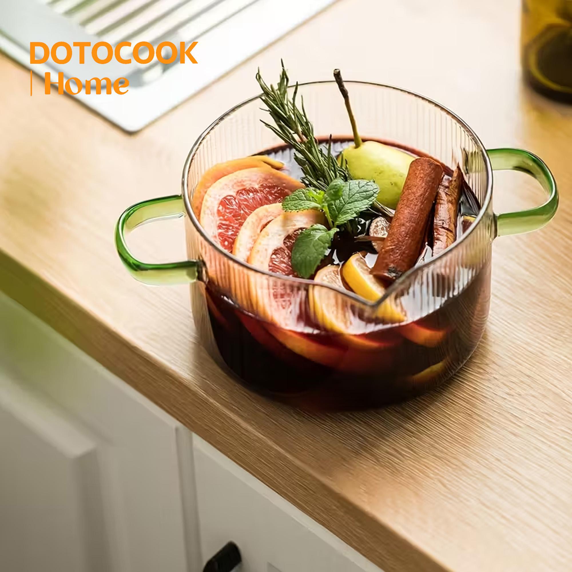 High Borosilicate Glass Dual-Ear Cooking Pot Set, Multifunctional Enamel Skillet, Healthy Meal Prep, Kitchen Cooking Cookware, Pots With Handles, High Quality Cookware, Kitchen, Restaurant, Outdoor Camping