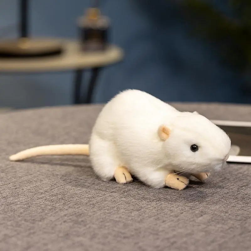 1Pc 29cm Simulation White Rat Plush Toy Cute Lifelike Plush Mouse Dolls Lovely Toy for Birthday Gift