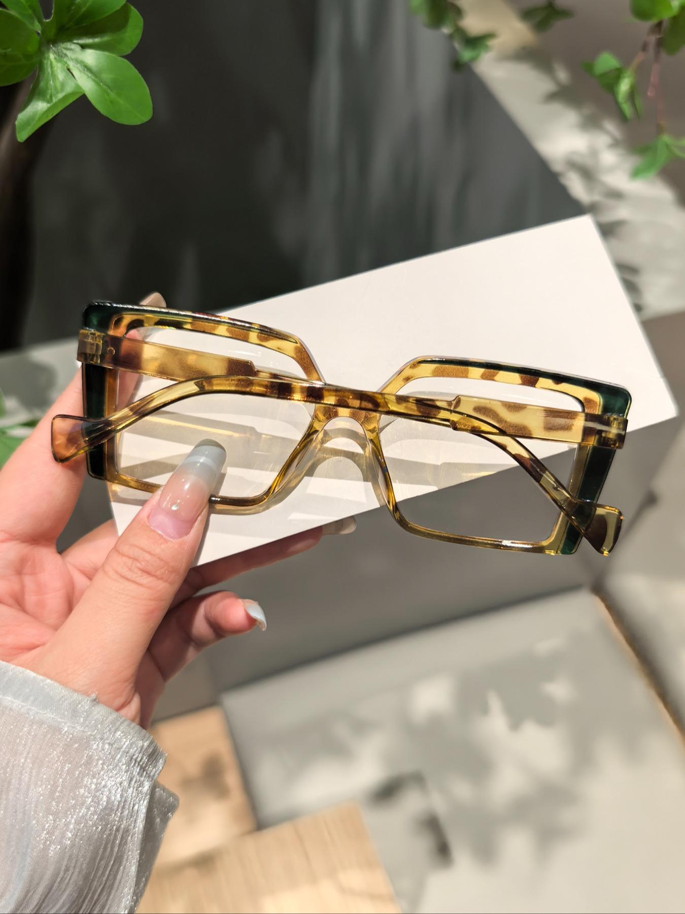 Unisex Tortoiseshell Rectangular Eyeglasses Frame, Leopard Pattern Eyeglasses, High Quality Eyewear, Casual Fashion Glasses for All Seasons, Lightweight Durable Design for Students Daily Use