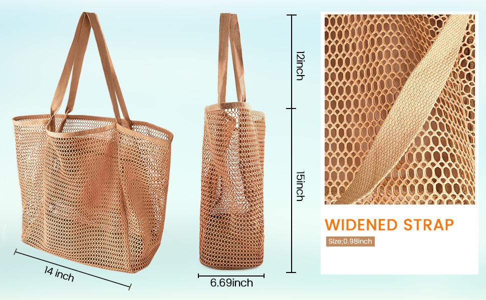 Women's Sandproof Woven Polyester Mesh Beach Tote Bag, Summer Travel Storage Handbag with Large Pocket & Shoulder Straps Women's Sandproof Woven Polyester Mesh Beach Tote Bag, Summer Travel Storage Handbag with Large Pocket & Shoulder Straps