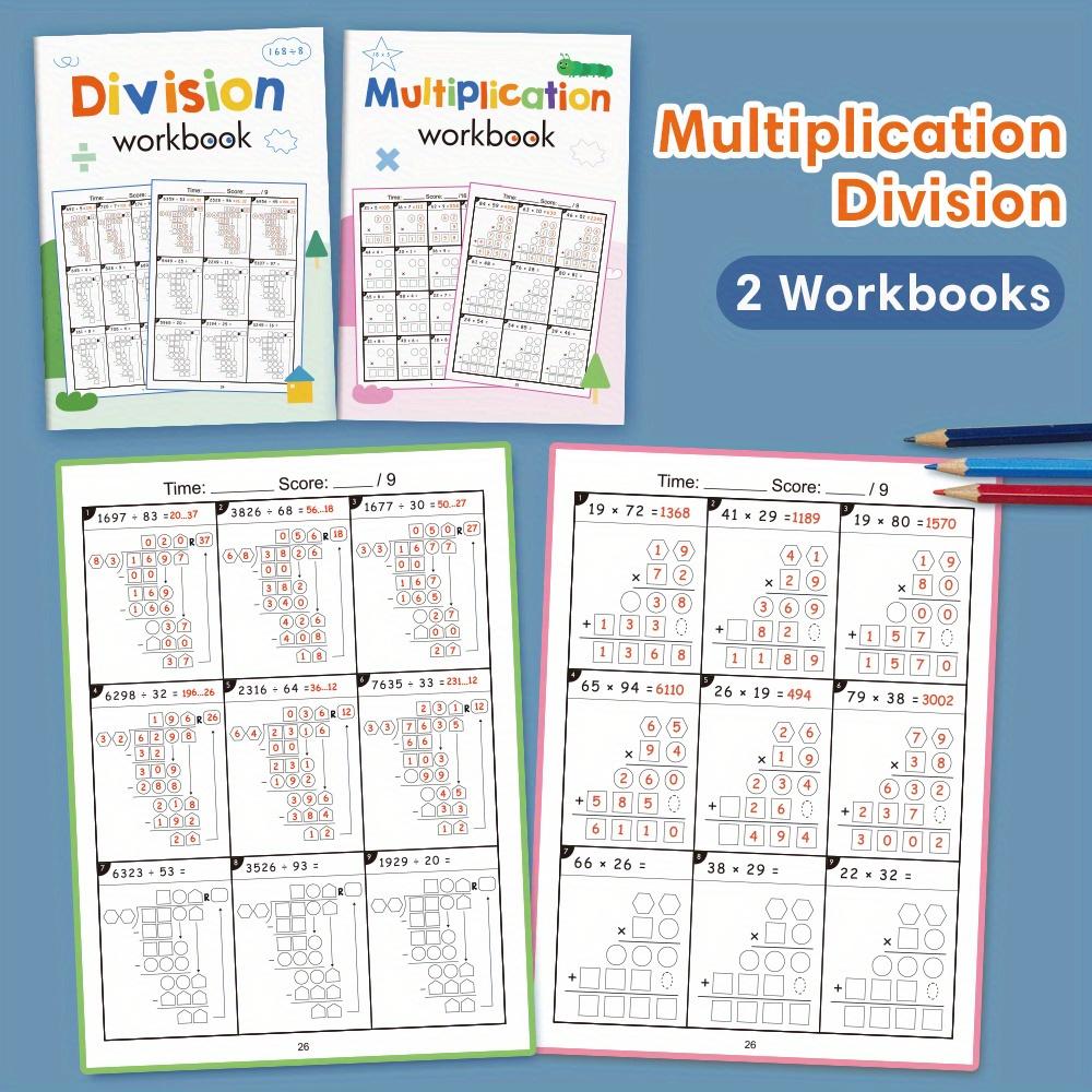 Two-Digit Multiplication Division Practice Book, Math Learning Tool for Young Adults & Elementary Students, Educational Activity Book, Division Workbook