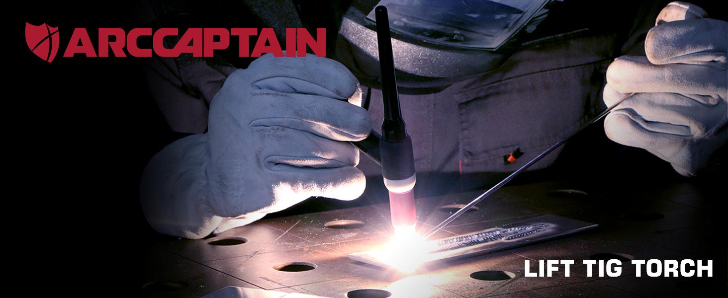 ARCCAPTAIN TIG Welding Gun, WP-17V Argon TIG Torch with 13-FT Red Air Hose and 10-25mm Connector, Lift Tig Torch 150amp with 13-FT Cable for ARCCAPTAIN ARC160 MIG130 lift tig