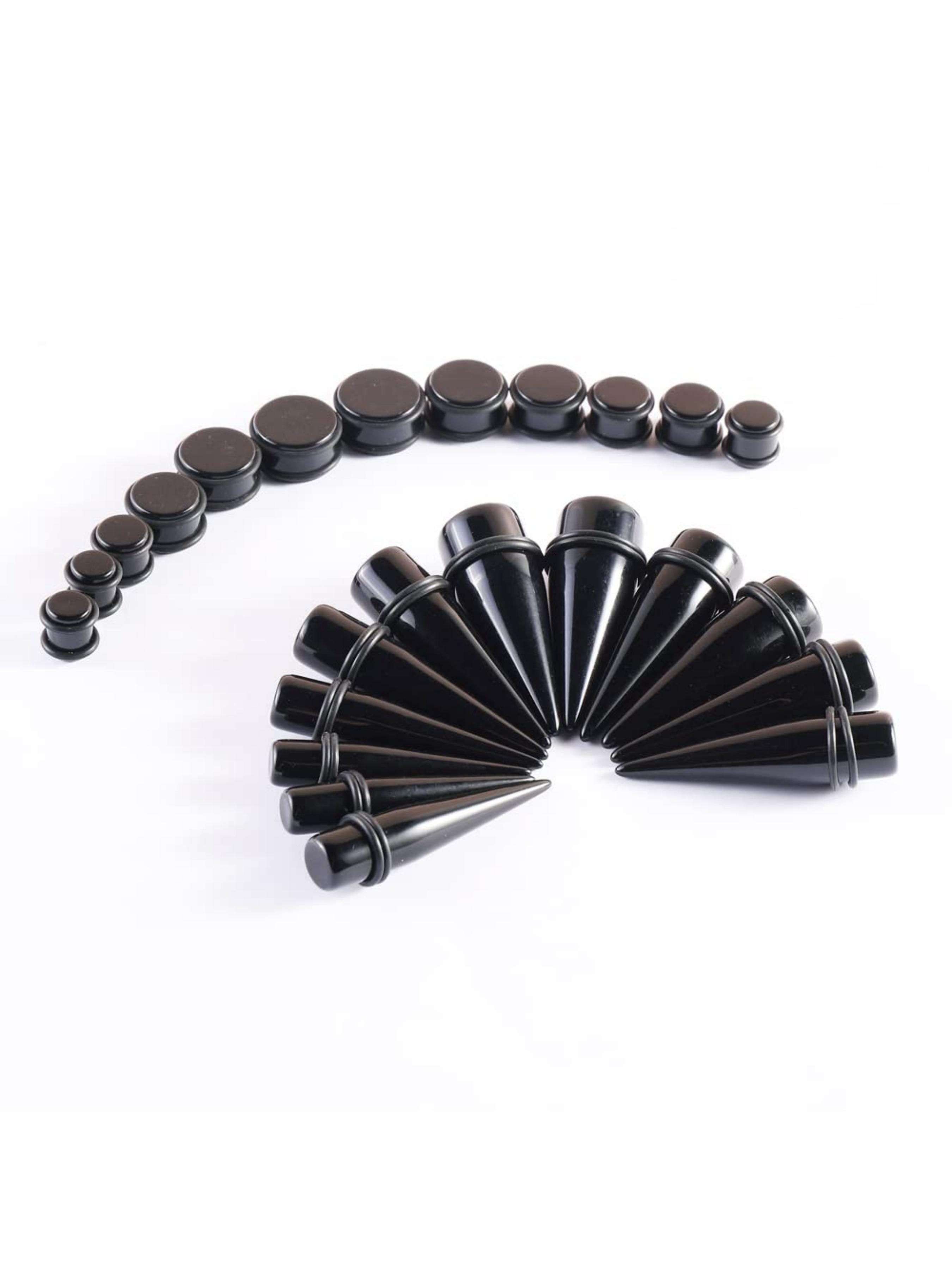 Ear Stretching Kit Gauges 24 Pieces Big Gauges 10mm-20mm Ear Gauges Expander Set Acrylic Ear Tapers and Plugs Body Earring Piercing Kits Black Color