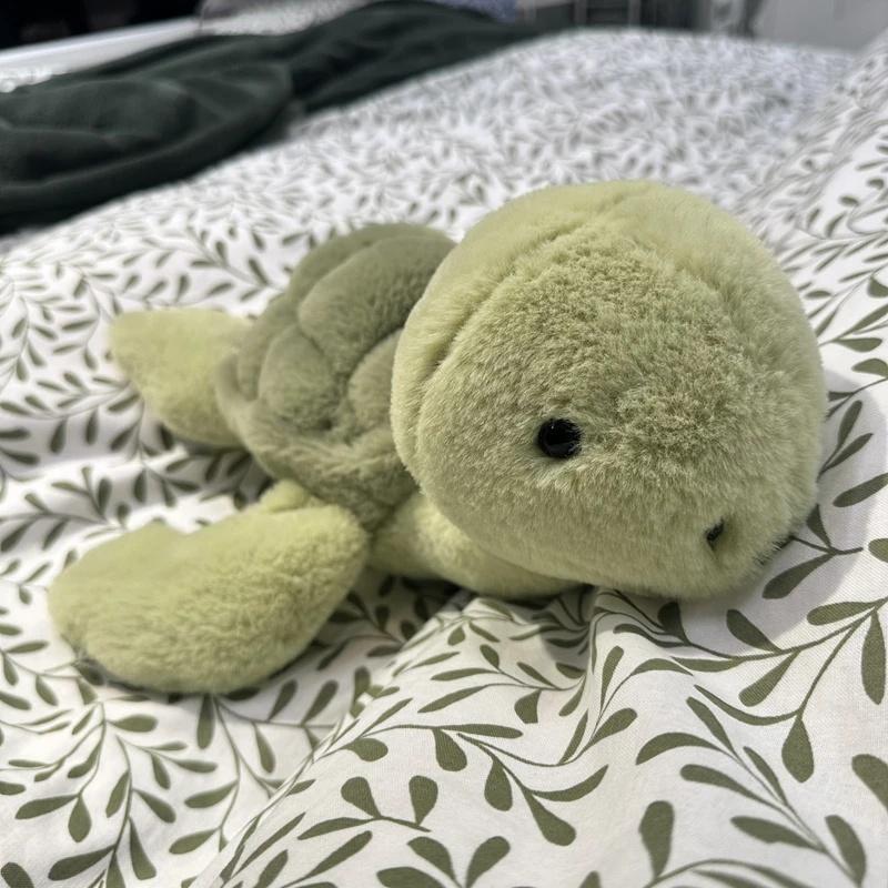 Realistic Sea Turtle Plush Toy, Soft Cute Tortoise Stuffed Animal Doll, Portable Plush Keyring for Car Bag Decoration, Kids Gift