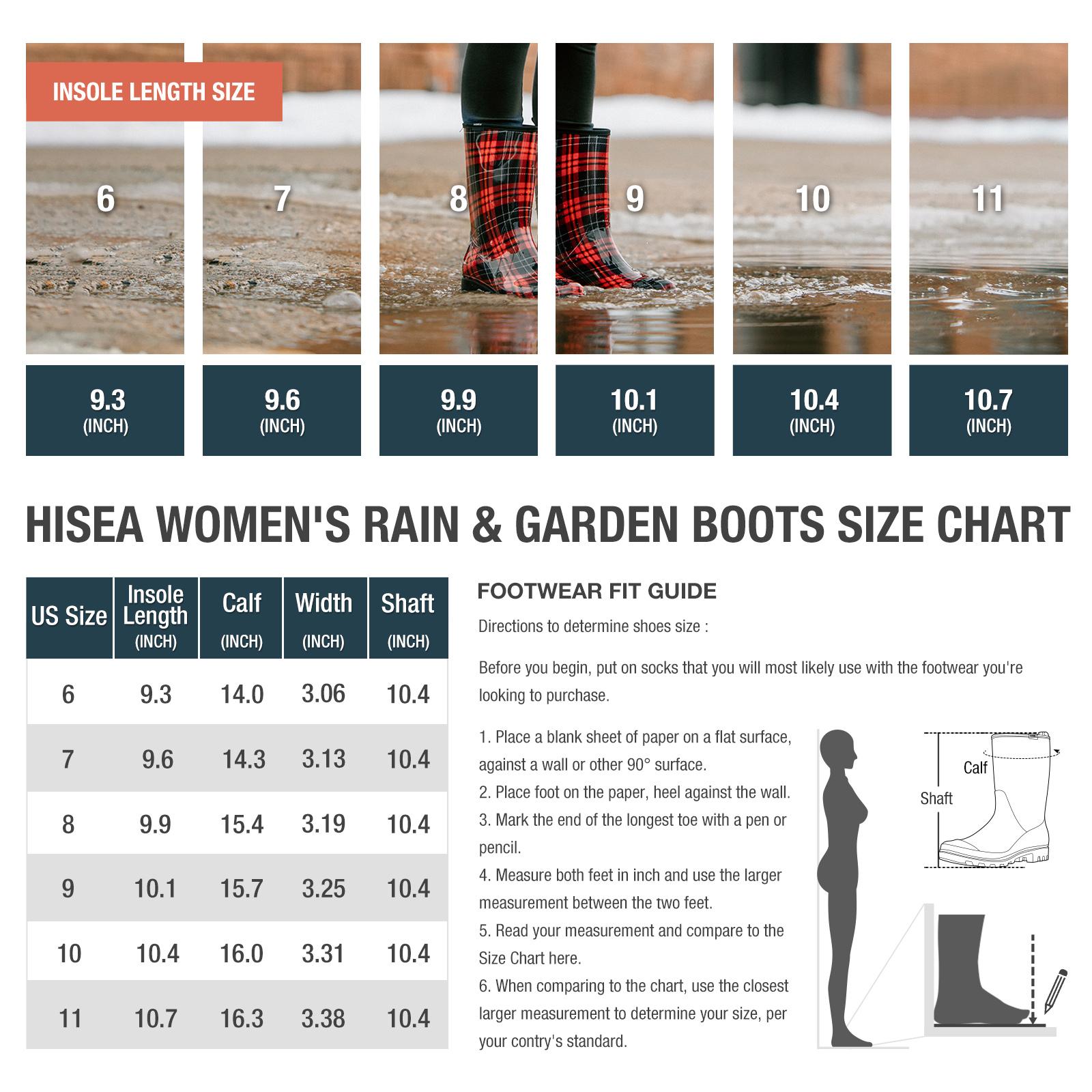 HISEA Women's Waterproof Rain Boots - Mid-Calf Garden Boots for Outdoor Work & Gardening