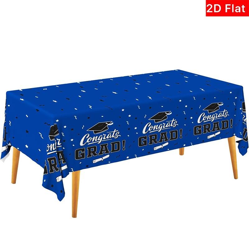 2D Flat Party Tablecloth 1pc, Graduation Decoration, Blue Tablecloth, No Power Required, Perfect for Graduation Parties