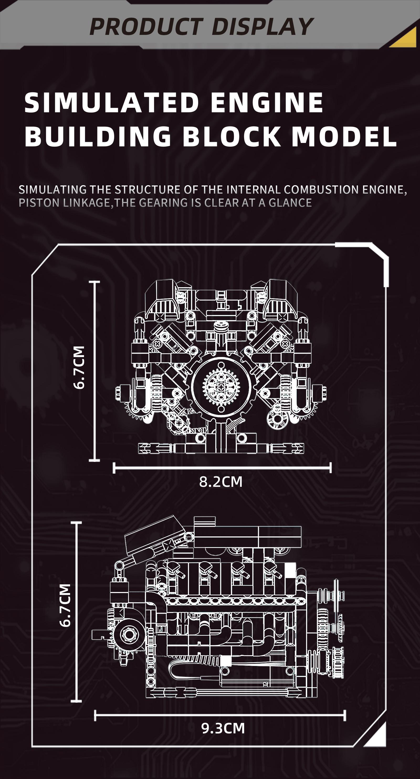 High-Performance V8 Engine Build Kit, Dynamic Transmission Model with Visible Gears, Stem Education Toy, Perfect Gift for Car Enthusiasts