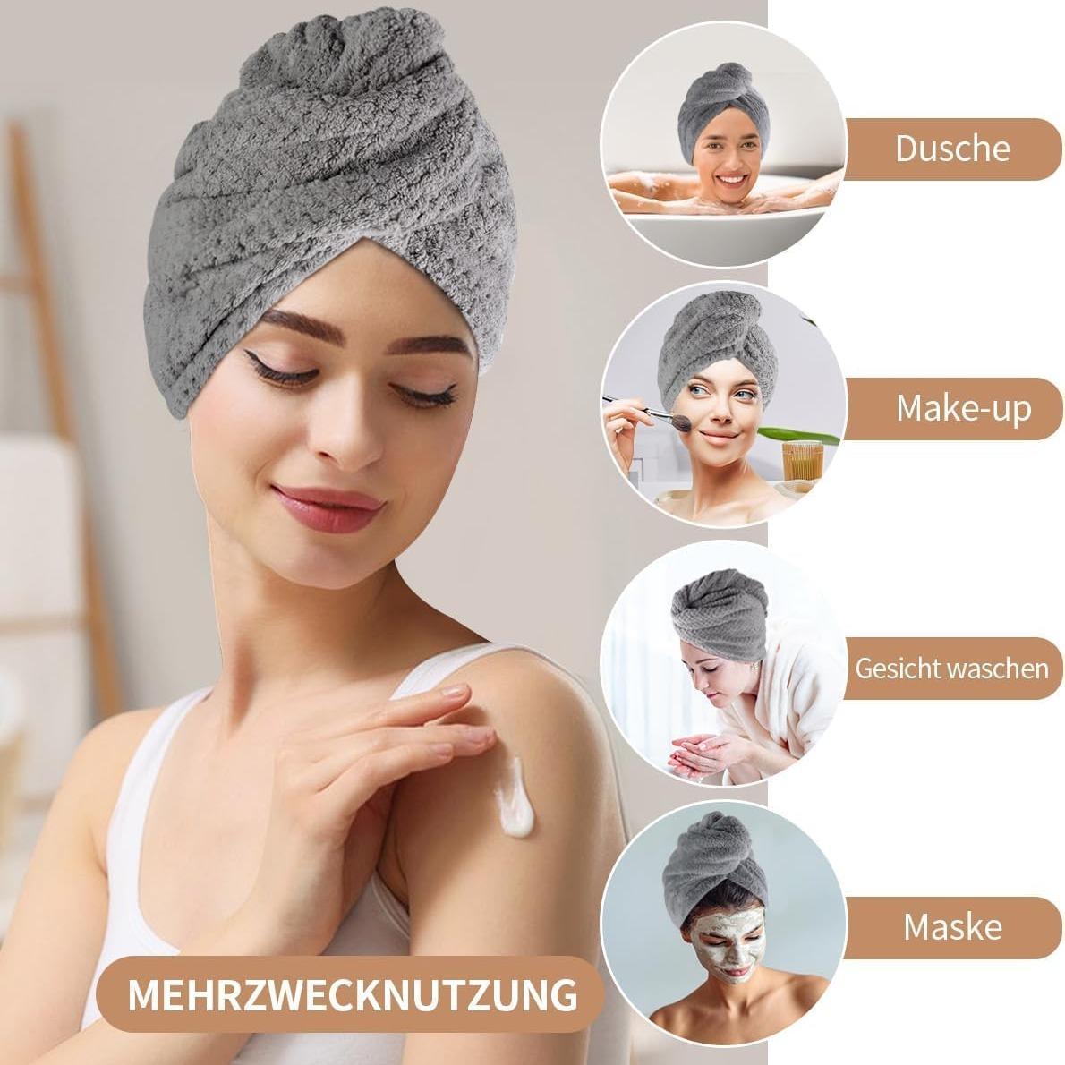 3 PCS Microfiber Hair Towel, Hair Wraps for Women Wet Hair, Fast Drying Hair Turban, Anti Frizz Head Towels Wrap for Curly Hair