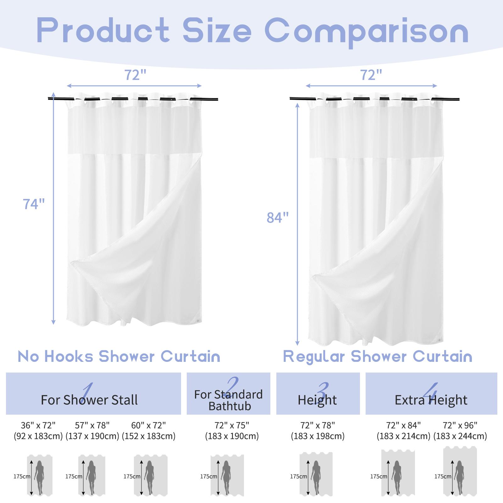 FANI Sage Green Waffle No Hook Shower Curtain with Snap in Liner Waterproof & Washable 72"W x 74"H,72''W x 84''H See Through Top Window Replacement for Bathroom Cortina de ducha impermeable