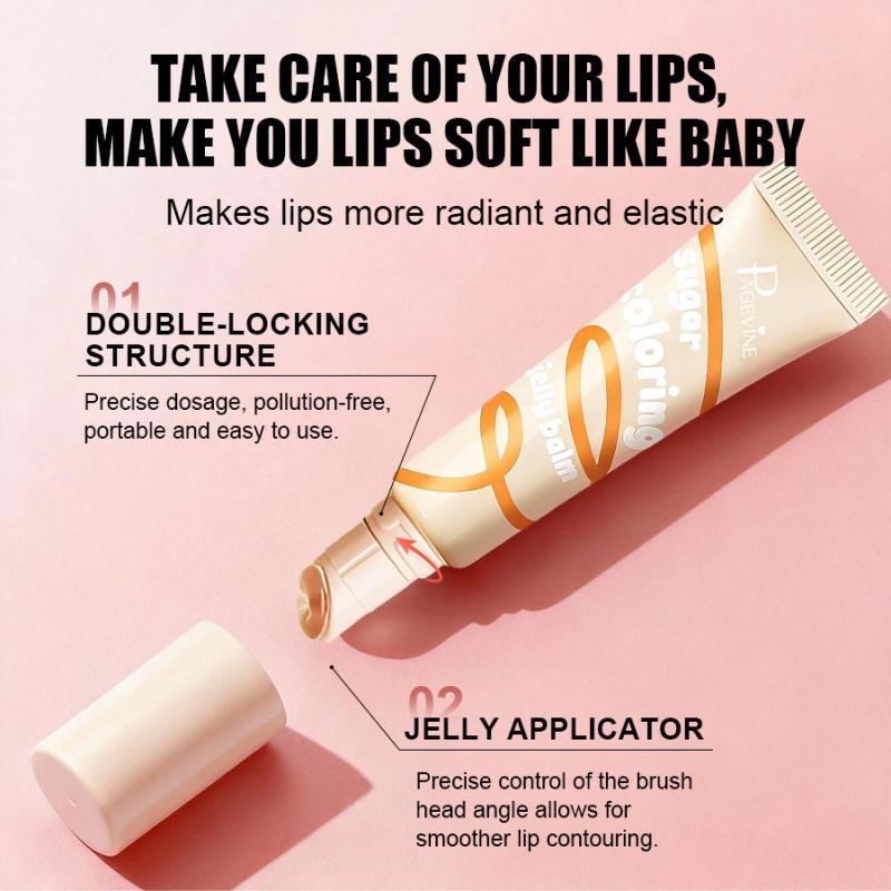 1PC Tinted Lip Jelly 4 Colors PAGEVINE Sugar‑Coloring Balm Light‑Tint Formula Long‑Lasting Hydrating Pastel Squeeze Tube For Date Natural‑Look Lip Cosmetic Gift