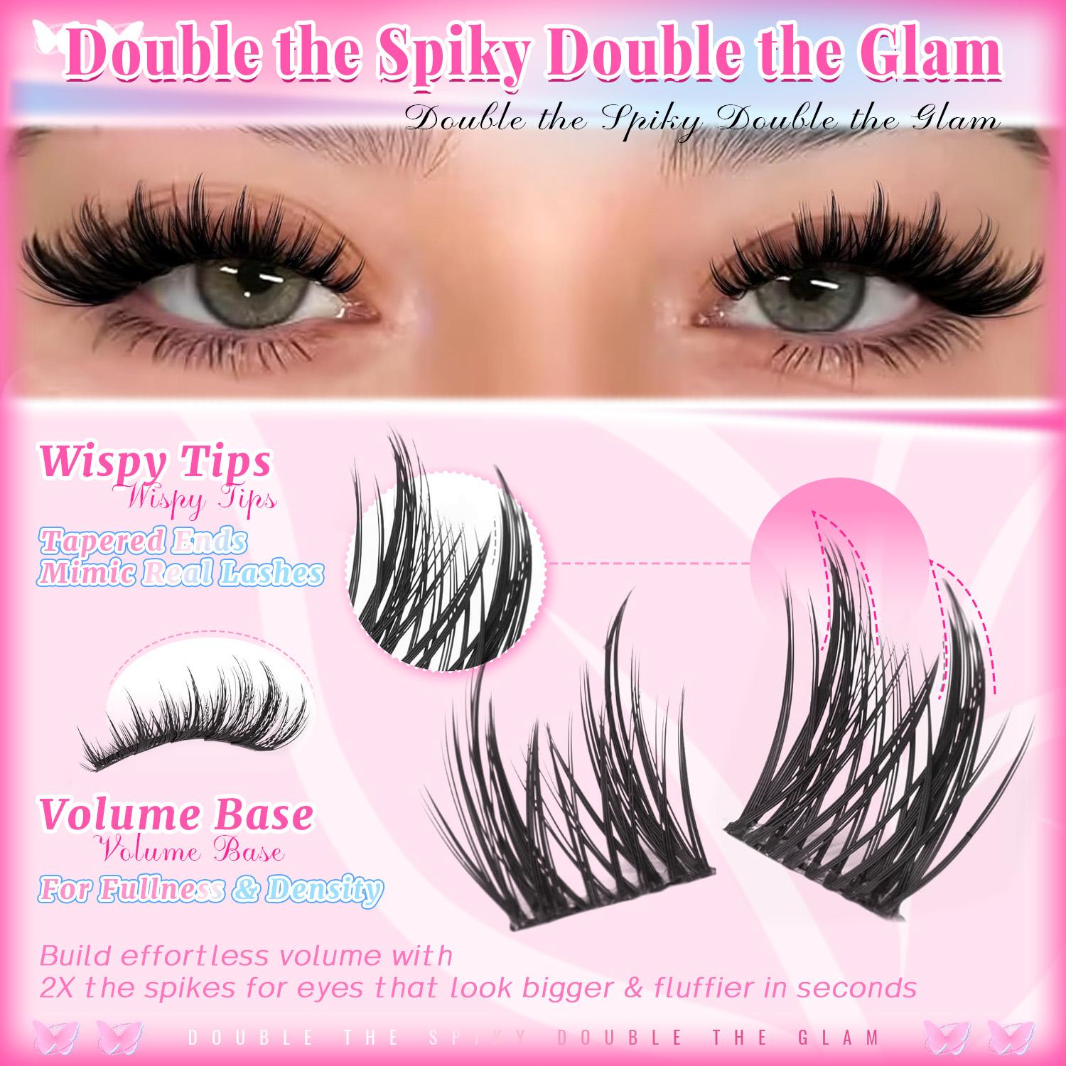 Manga double Spiked lash clusters kit Featuring Natural Eyelash Extension Manga feeling/wetlook/Spikes/Fairy shape eyelashes Perfect D Curl Are Naturally Thick Reusable false eyelashes Suitable for gifting and personal use