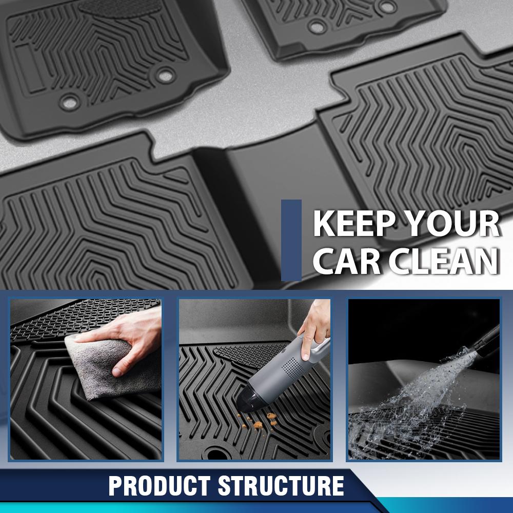 CROSSDESIGN 3PCS Floor Mats for PACIFICA 2017-2025 Plaid 3D Material Cargo Liners All-Weather Car Mats Anti-Slip Trunk Mat  Accessories Custom Fit 7 and 8 passenger model