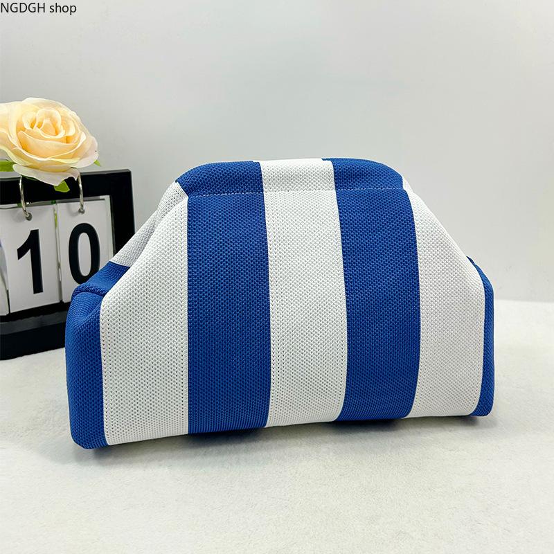 Striped Makeup Bag - Wide Striped Clutch Pouch for Women, Large Cosmetic Organizer, Trendy Y2K Everyday Travel & Party Fashion Accessory,travel essentials,camping essentials