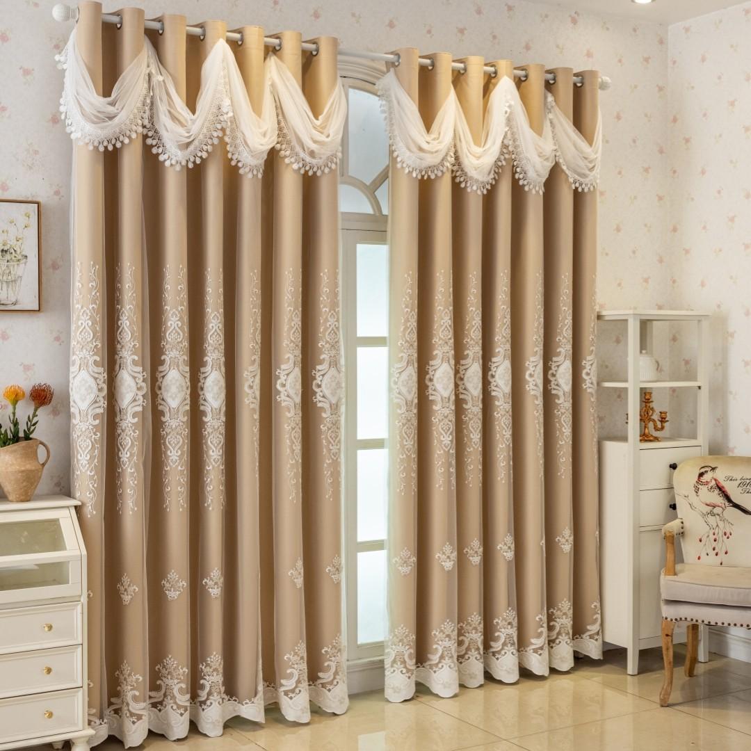 1pc Luxury Double-Layer Blackout Jacquard Curtain, Thermal Insulation Noise Reduction, Cozy Decor for Bedroom Living Room Floor-To-Ceiling Window