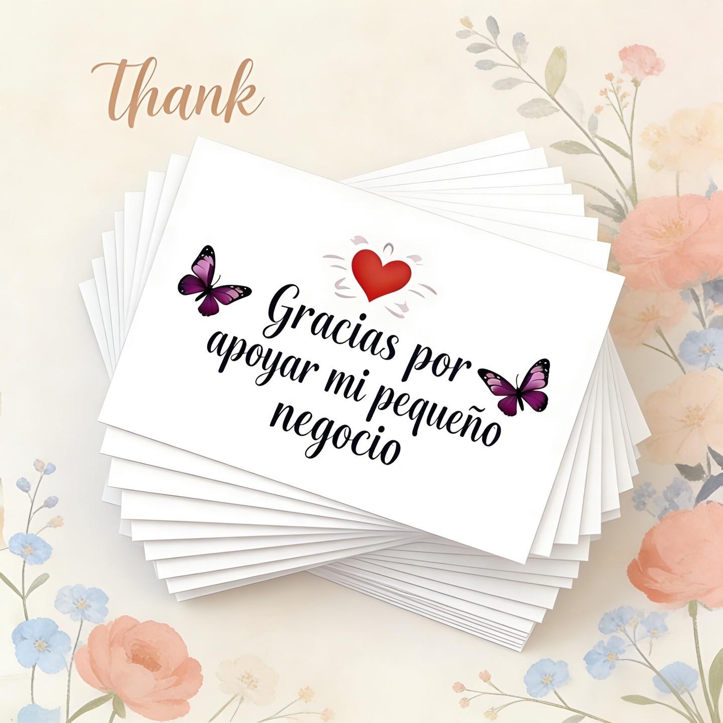 50 Spanish Thank You Cards, Heart Design, Cute Colors, Thick Paper Tags, Perfect for Gift Boxes, Business Thanks, Decorations