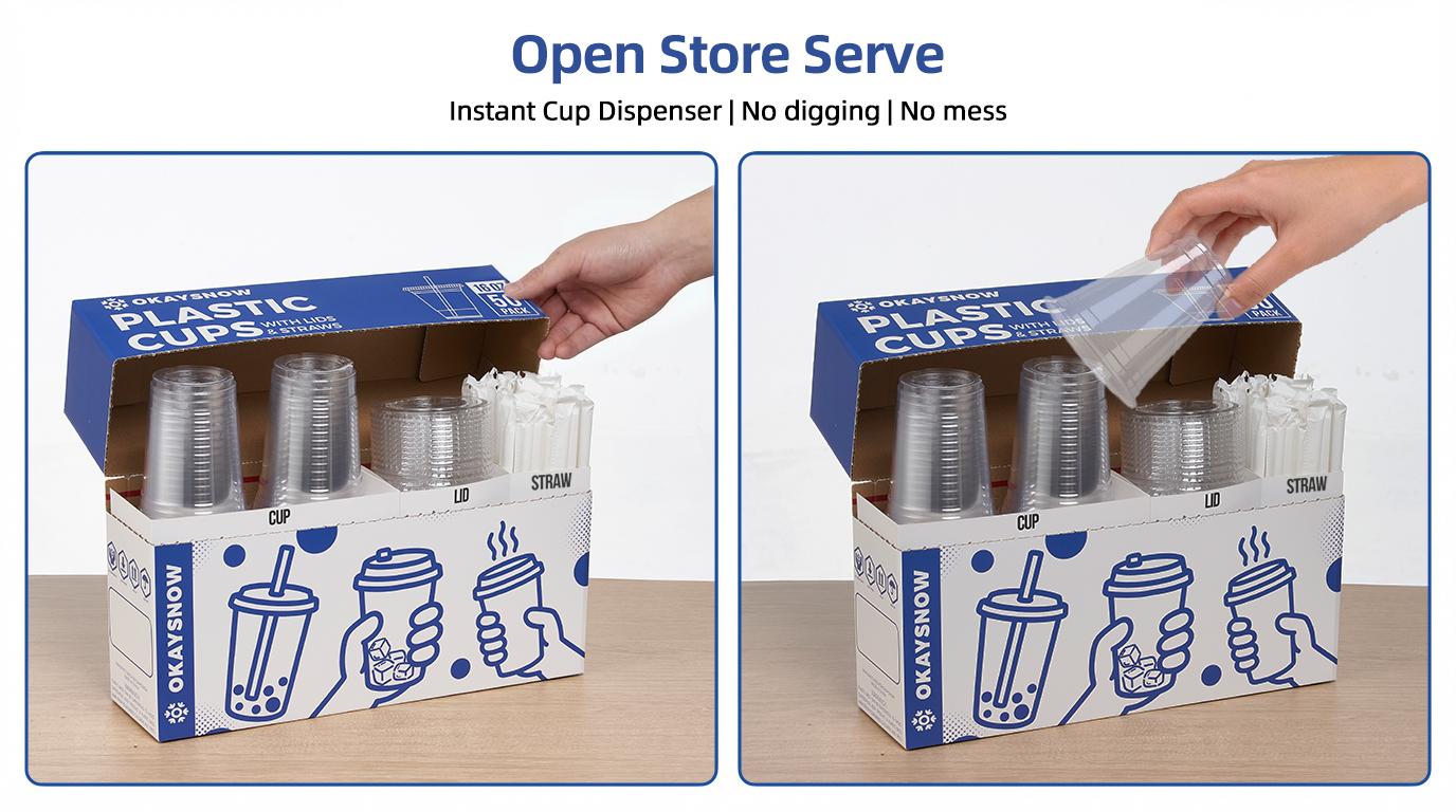 50 Pack 12–24oz Clear PET Cups with Lids & Straws | BPA-Free Iced Coffee & Party Cups Bulk Set