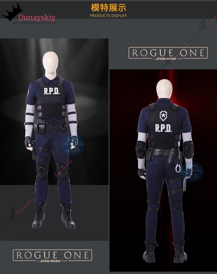 aBc01Cosplay RE2 Leon Costume Games Halloween Costumes Leon Scott Kennedy Costume Vest Coat Tops Pant Adults Disguise Outfit