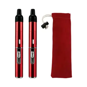 2 Pack Red Pen-Style Jet Flame Lighters | Windproof Refillable Lighters With Matching Storage Pouch