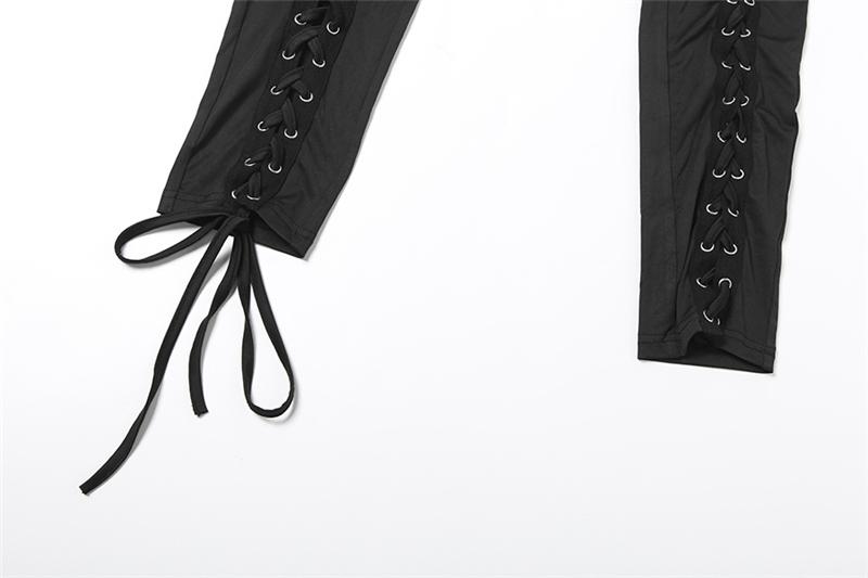 DOUCIU Trendy Personality High Street Hip Hop Cool Tight Sexy Hot Versatile Women'S Thin Solid Color Vest With Adjustable Drawstring Perforated Trousers Two-piece Set Stretchy Outfit Sets