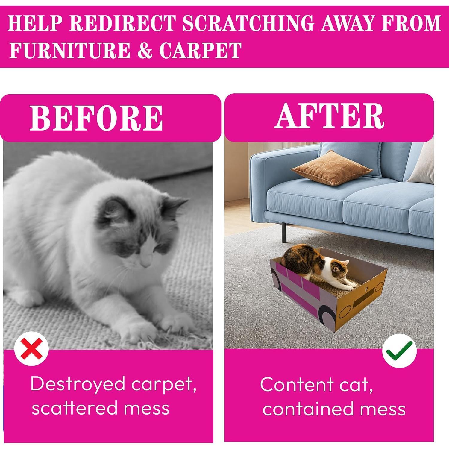 Scratcher Box & Bed with Rope Pull, Cardboard  Scratchers for Indoor Cats & Kittens, Durable   Board to Protect Furniture, Reversible  Scratch Pad Large 18x13.5”