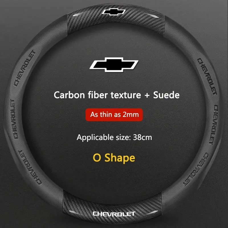 38CM For Chevrolet Cruze Tahoe Colorado Bolt Silverado Aveo Spark Onix capti Cavalier Carbon fiber Microfiber Car Steering Wheel Cove