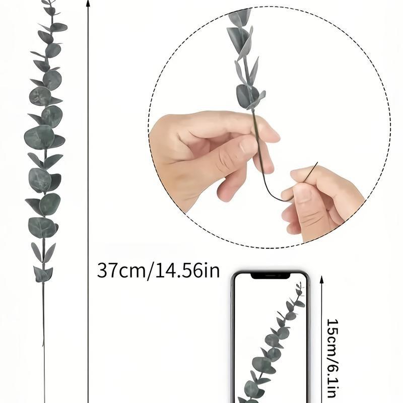 60pcs Artificial Eucalyptus Stems, Fake Eucalyptus Leaves, No Maintenance, Outdoor Home Decor, Wedding Bouquets, Vase Fillers, DIY Wreaths, Party Centerpieces