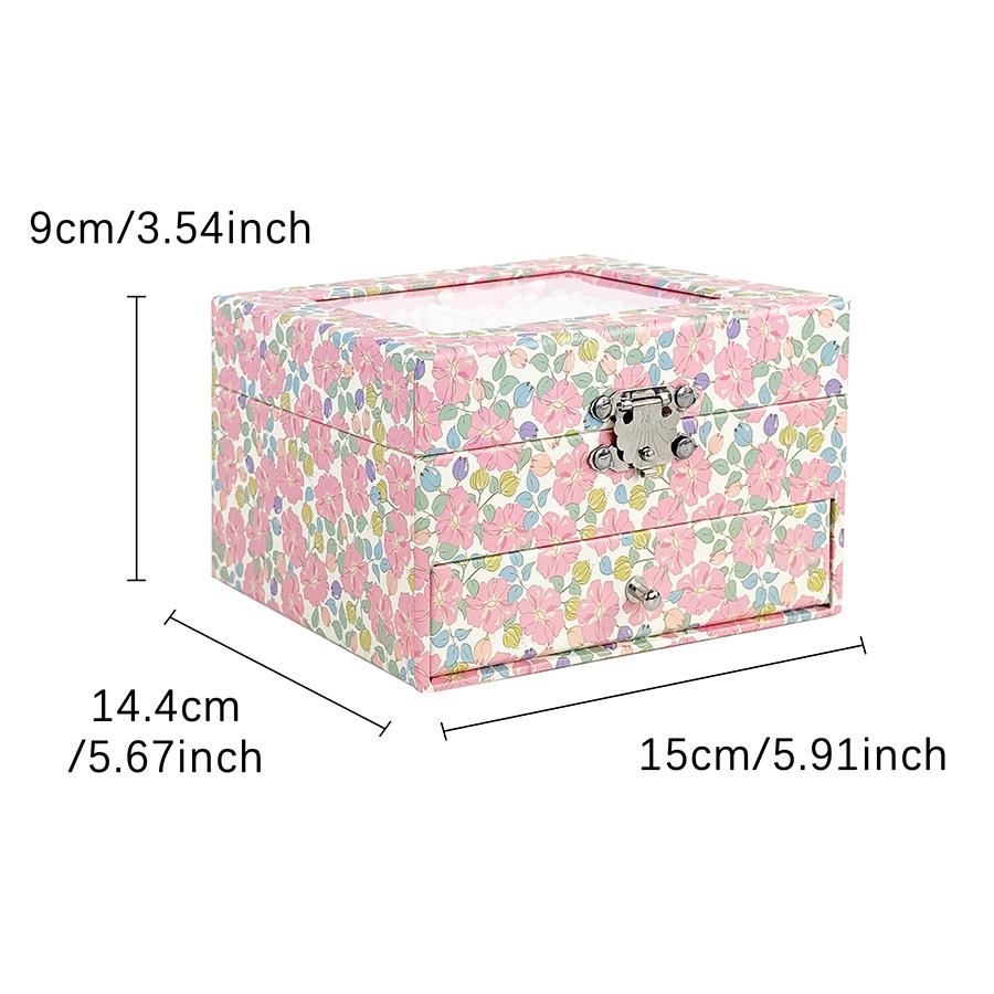 1pc Pink Floral Drawer Wind-up Musical Jewelry Box, Rotating Ballet Music Box for Earrings Necklaces Rings Storage and Display, Perfect Mother's Day Valentine's Day Anniversary Gift​