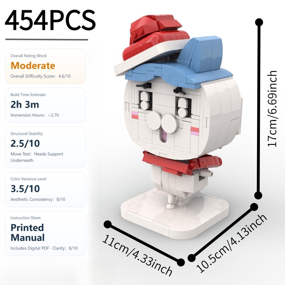 454PCS Anime Style Cute Character Building Blocks Set DIY Buildable Cartoon Figure Model Kit Easy Assembly Desk Display Ornament Birthday Gift Valentines Day Gift Easter Gift Halloween Gift Thanksgiving Gift Christmas Gift New Year Gift