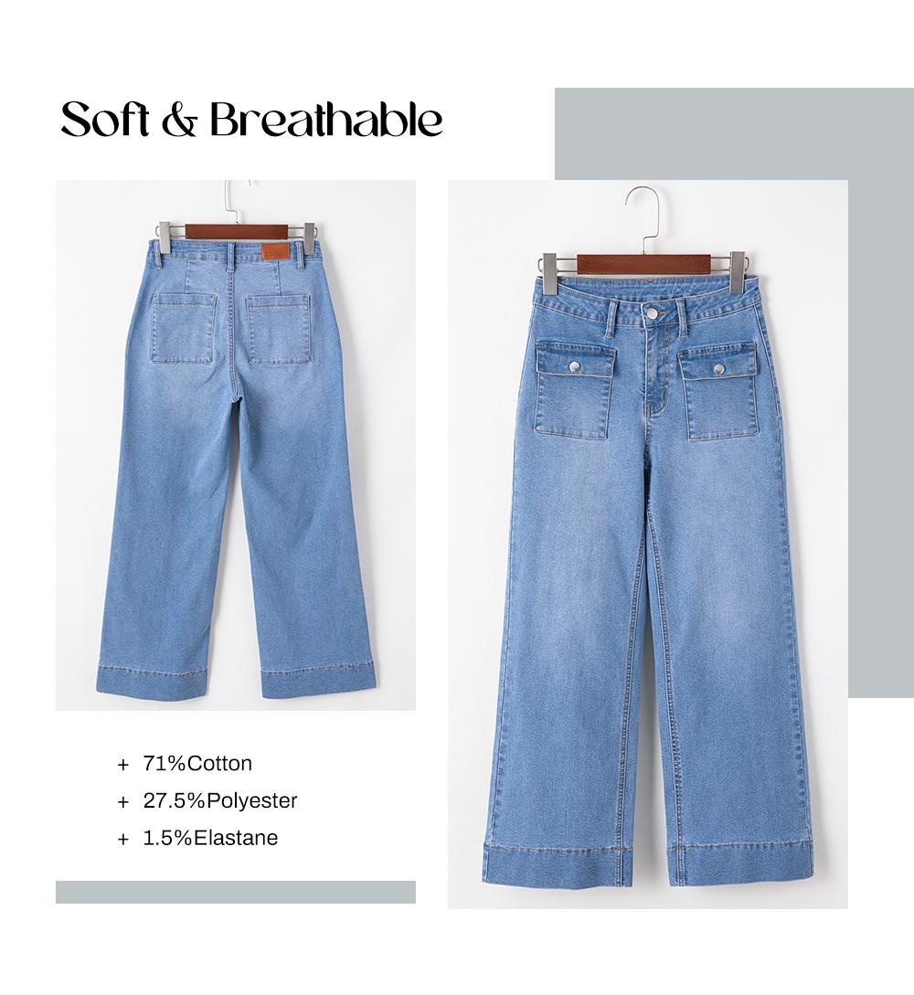 Sidefeel Women's Wide Leg Jeans High Waisted Stretchy Zimbaplatinum Jeans with Patch Pockets TikTokShopBlackFriday Sidefeel Women's Wide Leg Jeans High Waisted Stretchy Zimbaplatinum Jeans with Patch Pockets TikTokShopBlackFriday