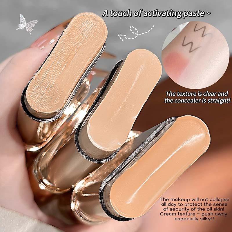 Dewy Foundation Stick, Waterproof Sweatproof, All-Day Wear,  Brush for Quick Application, High Coverage Conceals Acne & Spots, Creates Natural Dewy Skin, Ideal for Lazy Beginners Daily Commute