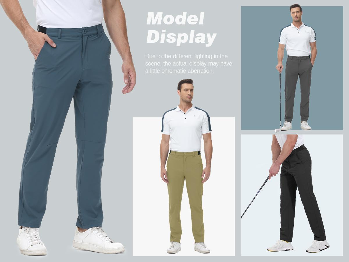 GOPUNE Mens Fashion 4-Way Stretch Golf Pants Lightweight Quick-Dry Casual Work Pant with 3 Pockets Menswear Trouser #SpringFresh