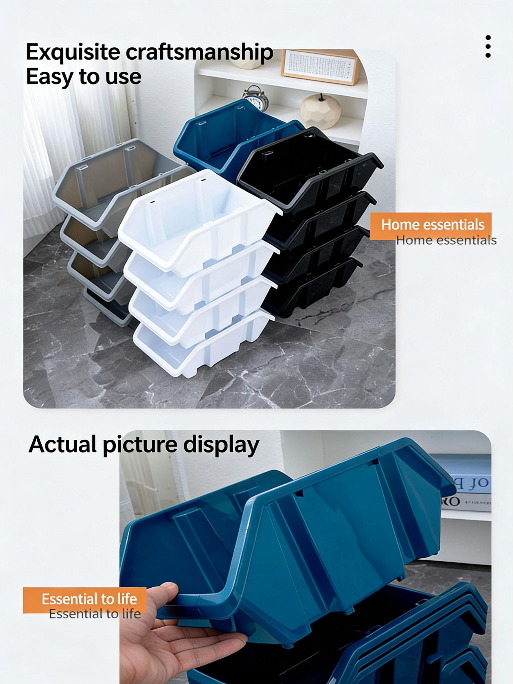 Stackable Slanted Storage Basket, Home Toy Organizer Box, Parts Separation Sorting Container, Multi-Purpose Household Storage Solution