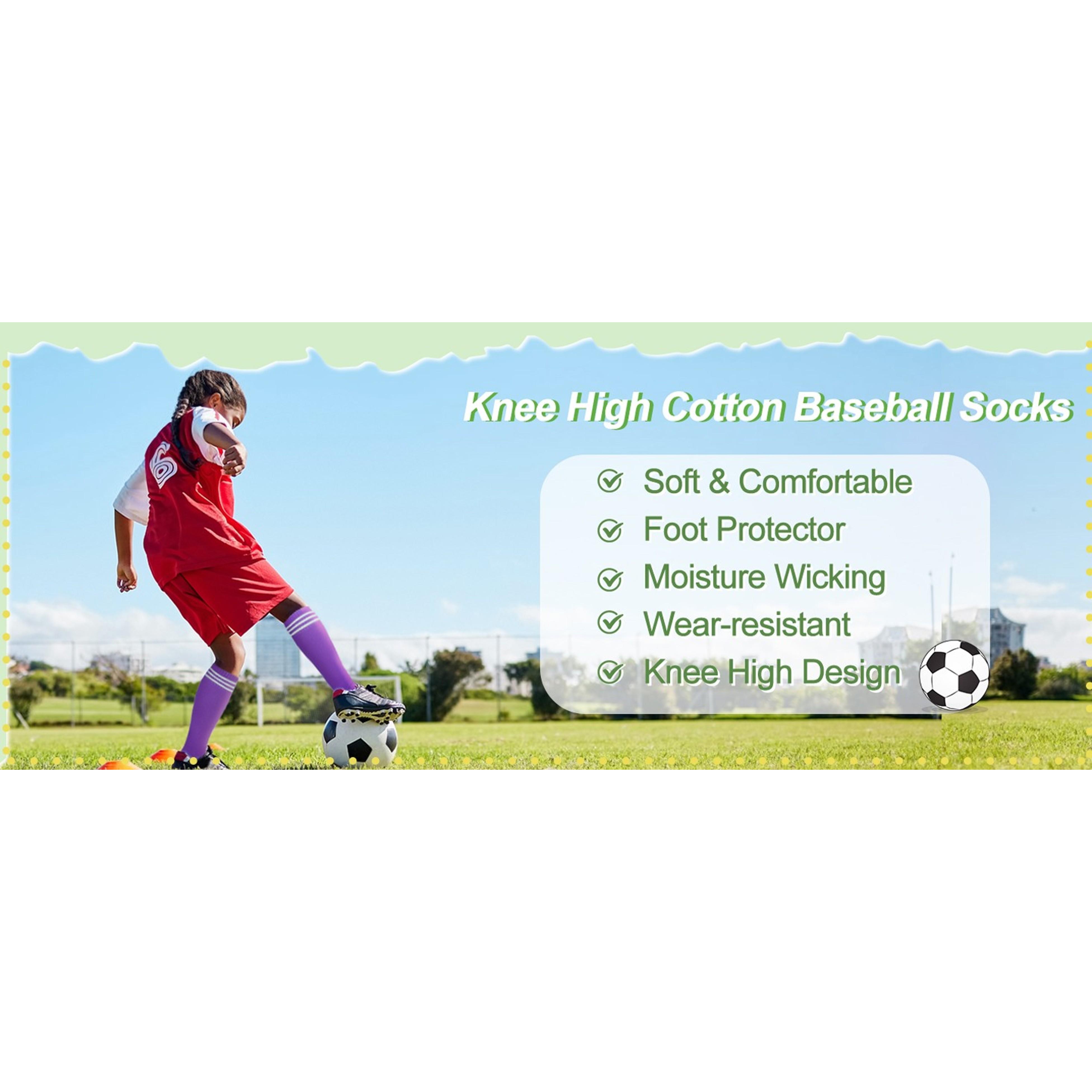 Kids Soccer Socks for Girls and Boys - Long Cotton Soft Athletic Knee High Calf Tube Socks for Baseball Softball Football School Sports OutdoorGift