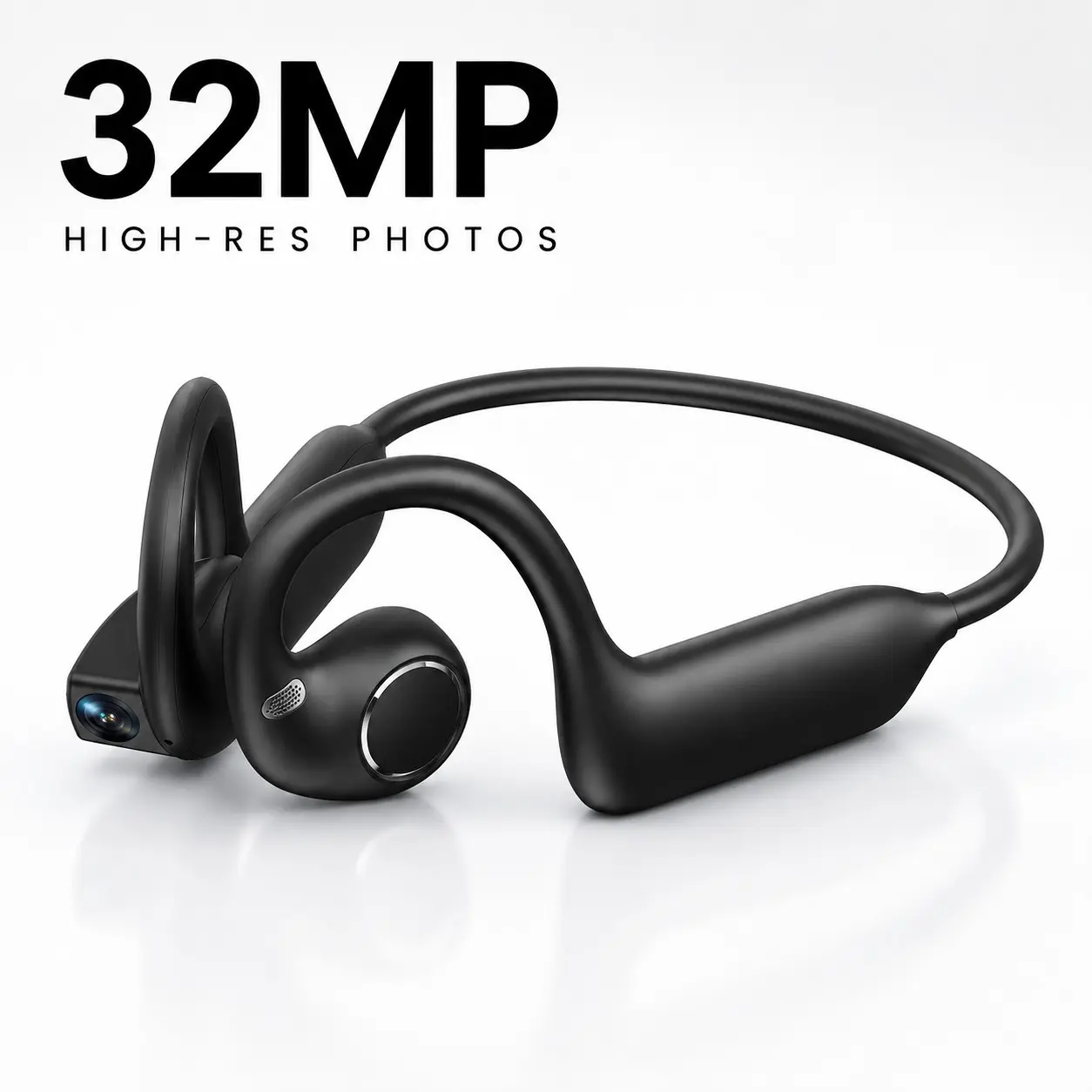AI Smart Shooting Bone Conduction Wireless Headphones, 32MP Ultra HD Photo Capture, EIS 8MP Stabilized Video, 160+ Language Translation, Touch & Button Control, Open-Ear Sport Headset for Cycling, Vlogging and Travel Gifts