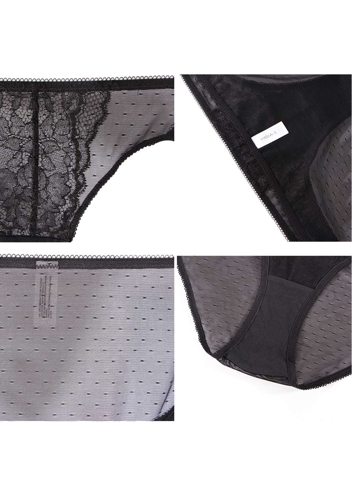 Live Exclusive HSIA Enchante Floral Lace Sheer Mesh Back Mid-Rise Brief Matching Panty Underwear