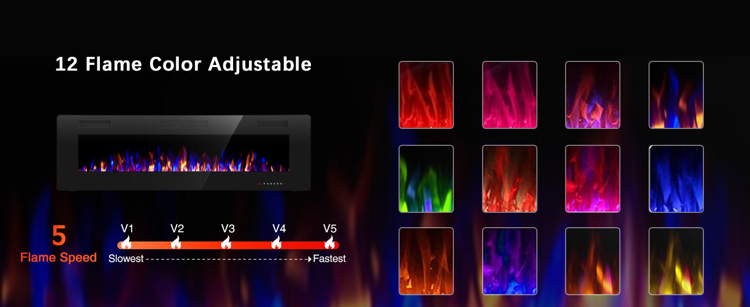 R.W.FLAME Electric Fireplace Inserts, in-Wall Recessed and Wall Mounted 750/1500W Fireplace Heater, Touch Screen, Remote Control with Timer, Adjustable Flame Color and Speed, 30"~68", Black R.W.FLAME Electric Fireplace Inserts, in-Wall Recessed and Wall Mounted 750/1500W Fireplace Heater, Touch Screen, Remote Control with Timer, Adjustable Flame Color and Speed, 30"~68", Black