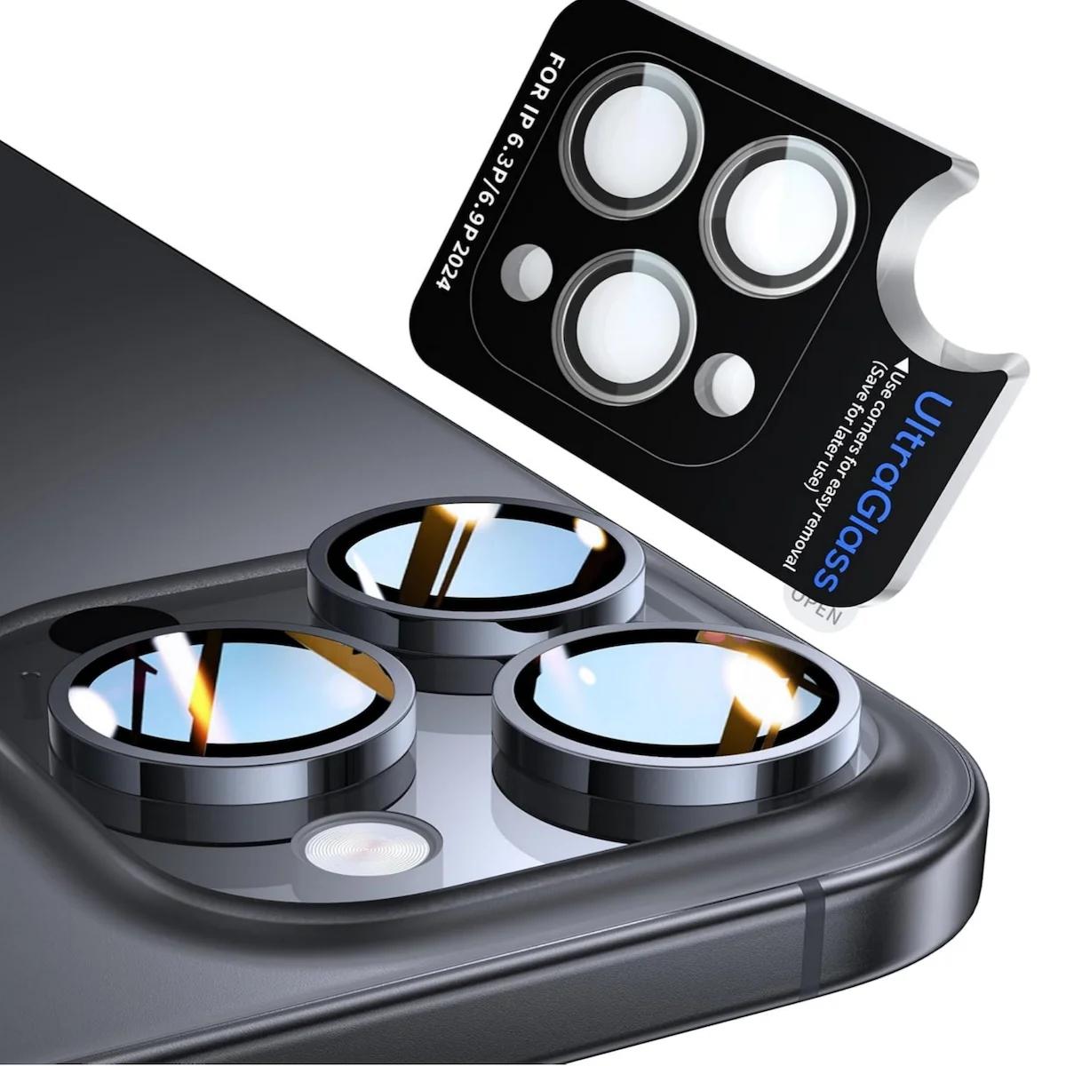 Eagle Eye Mobile Phone Lens Ring for Apple iPhone Air/17/16/15/14/13 Series, Full Coverage Camera Protection, Metal Lens Circle + 9h Tempered Glass Film