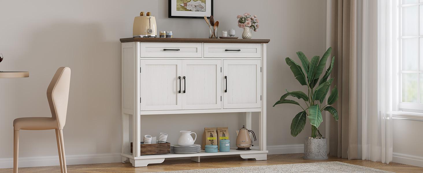 【SPOTLIGHT DAY】ONBRILL 48'' Sideboard With Storage Shelves And 2 Drawers & Cabinets For Kitchen, Hallway