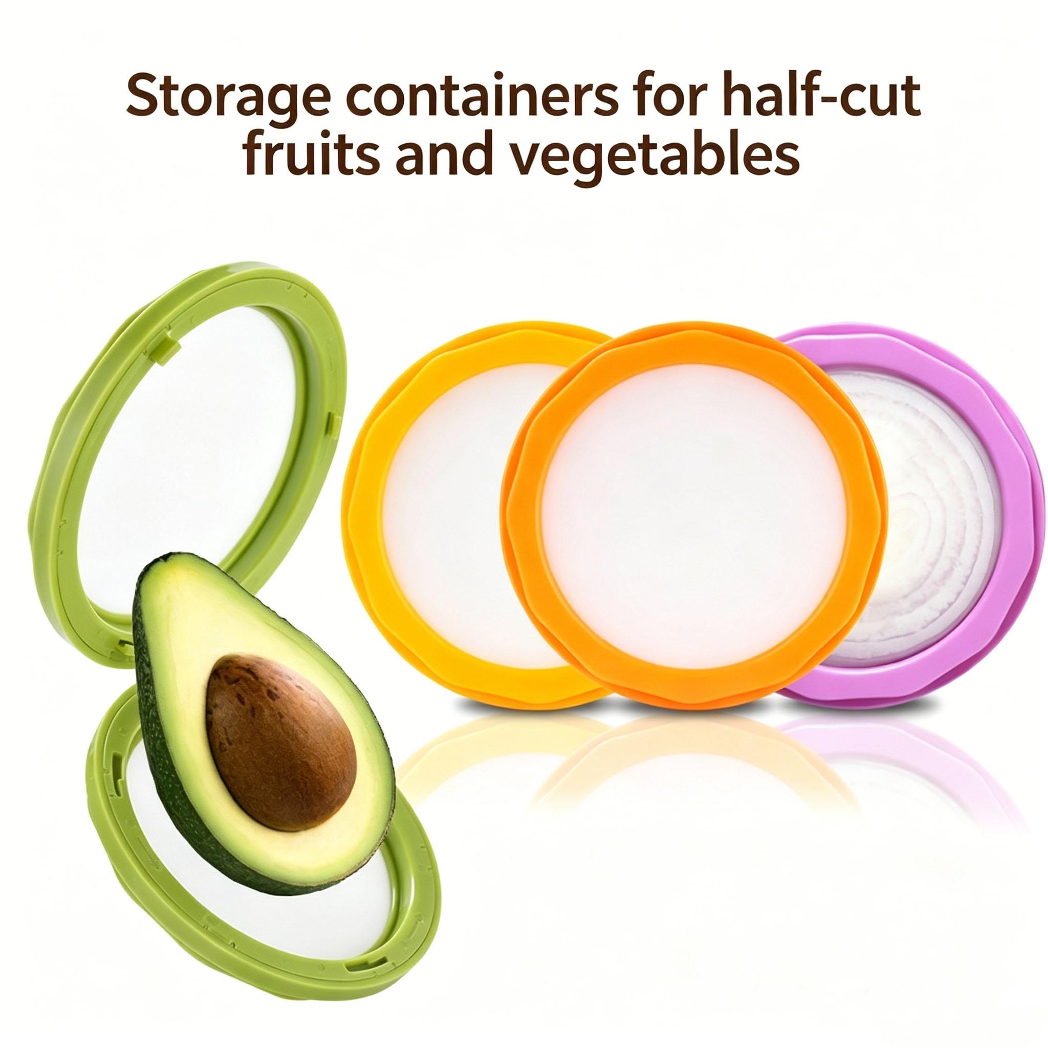 4-Piece Food Storage Container Set, Compartment Fruit & Vegetable Organizer, Antioxidant Fresh Produce Box, Food Preservation Kit for Home Kitchen, Fridge Storage, Outdoor Picnic & Meal Prep