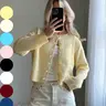 【Black Friday】Women's Basic Solid Color Button Front Cardigan, Casual Long Sleeve Knitwear for Spring & Fall, Fashion Women's Knit Clothing for Daily Wear, Fitted Knitwear Sweater #GLOBAL PICKS